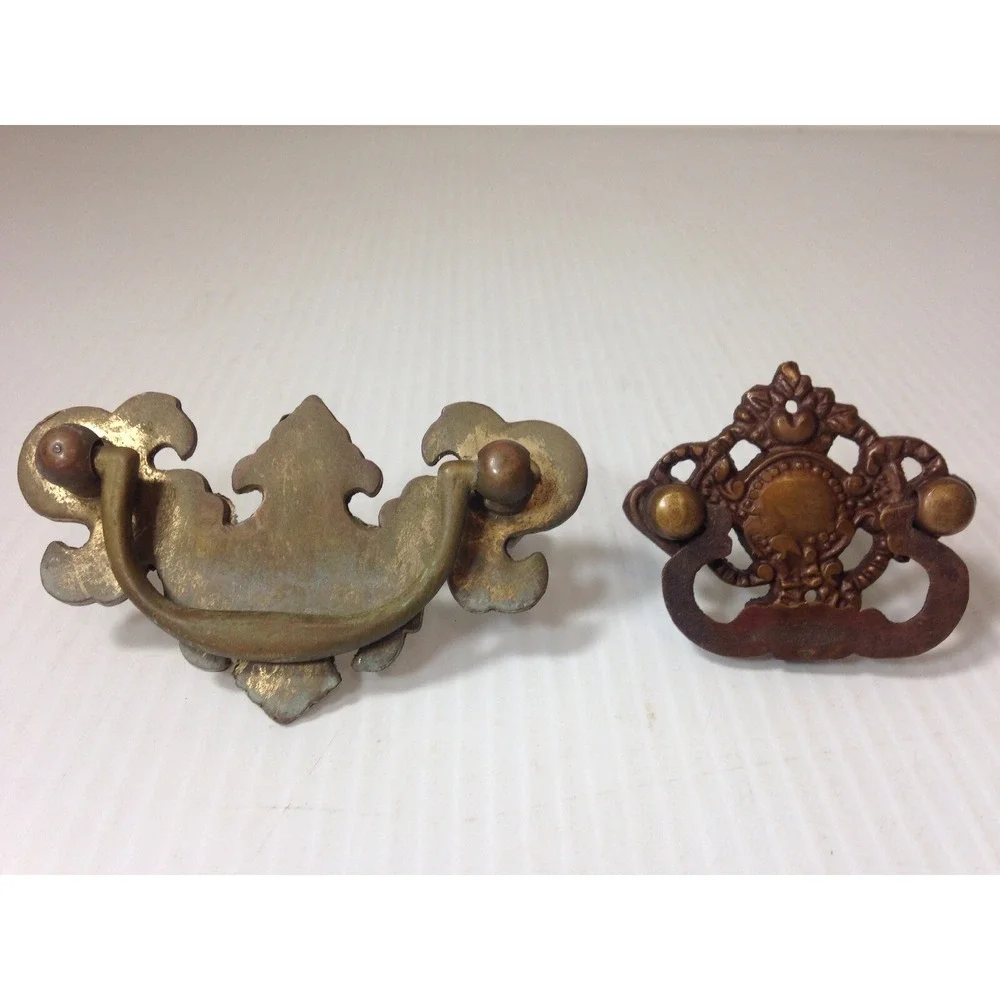 Antique Brass Drawer Pull lot 2 Ornate Hardware